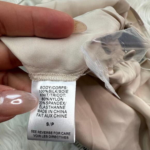 Cami NYC Delancey Silk Bodysuit Size S Oat NWT Classic Old Money European Summer - Picture 11 of 16